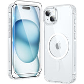 iPhone 15 Plus Clear Case: Magnetic Charging Anti Yellowing Shockproof Magsafe Support